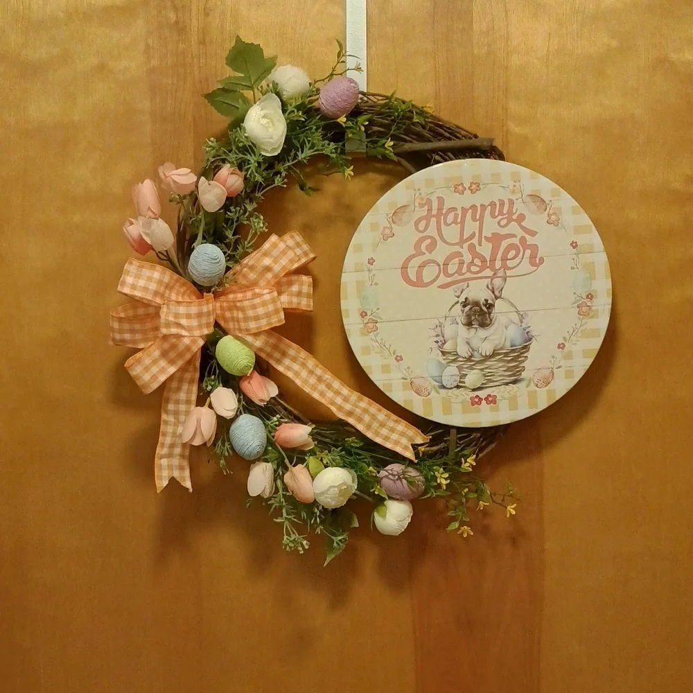 Homemade Easter Wreath with Frenchie